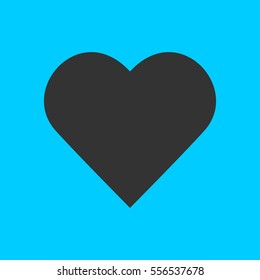 Heart icon flat. Simple vector black pictogram on blue background