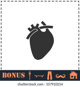 Heart icon flat. Simple vector symbol and bonus icon