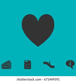 Heart icon flat. Simple vector symbol and bonus icon