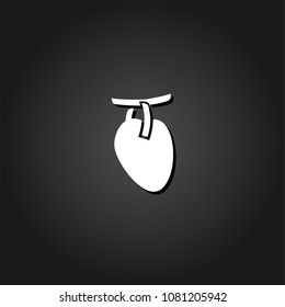 Heart icon flat. Simple White pictogram on black background with shadow. Vector illustration symbol