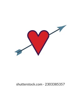 Icono de corazón en estilo plano con fondo.