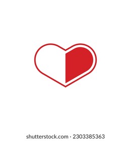 Heart icon in flat style with background.