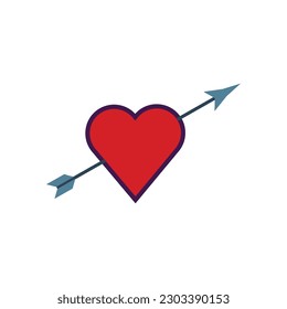 Heart icon in flat style with background.