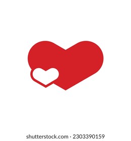 Icono de corazón en estilo plano con fondo.