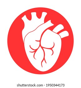 Icono del corazón en ilustración aislada de estilo plano sobre fondo transparente blanco