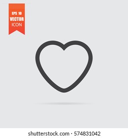 Heart icon in flat style isolated on grey background. For your design, logo. Vector illustration.