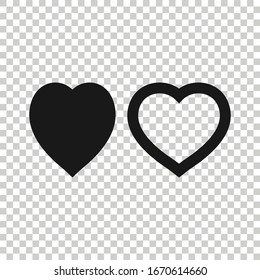 Heart icon in flat style. Love vector illustration on white isolated background. Romantic business concept.