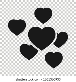 Heart icon in flat style. Love vector illustration on white isolated background. Romantic business concept.