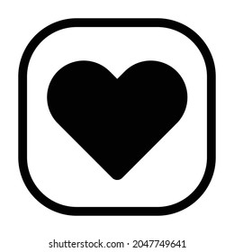 icono del corazón. Rectángulo redondeado de estilo plano aislado en fondo blanco. Ilustración del vector