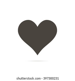 Heart icon in flat style with shadow on a transparent background