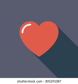 Heart icon. Flat vector related icon with long shadow for web and mobile applications. It can be used as - logo, pictogram, icon, infographic element. Vector Illustration.