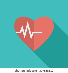Heart icon. Flat vector related icon with long shadow for web and mobile applications. It can be used as - logo, pictogram, icon, infographic element. Vector Illustration.