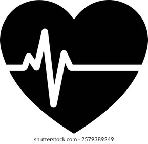 Heart icon in flat. vector signs for apps or web. Valentine's Day, medicine, Love, passion, Romantic concept design symbol health care heartbeat cardiogram isolated on transparent background