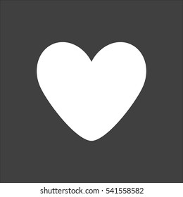 Heart icon flat. Vector white illustration isolated on black background. Flat symbol