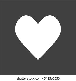 Heart Icon icon flat. Vector white illustration isolated on black background. Flat symbol