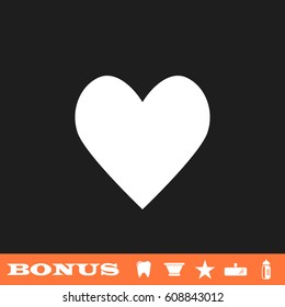 Heart Icon icon flat. White pictogram on black background. Vector illustration symbol and bonus button tooth, vase, star, mirror, bottle