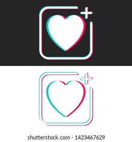 Heart icon in frame flat style isolated on background. Heart icon page symbol for your web site, design, logo, app, UI. Notification icon social media application. Network app sign.Vector illustration