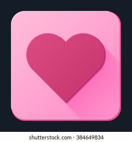 Heart icon, full-color on a light pink background. Vector illustration