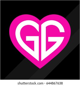 Heart icon with G & G letter initials