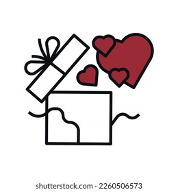 heart icon gift box. vector birthday, mother's day, valentine's day gift concept.
