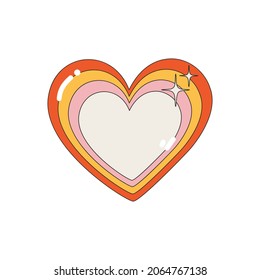 Heart icon with glare. Nostalgia for the 2000 years. Y2k style. Simple flat linear vector illustration isolated on a white background.