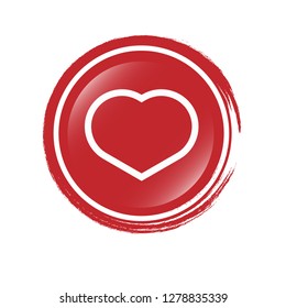 heart icon and glossy round button