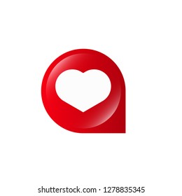 heart icon and glossy round button