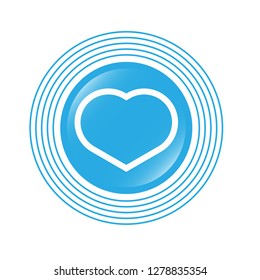 heart icon and glossy round button