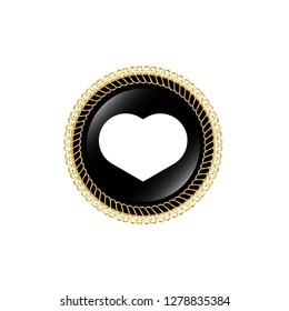 heart icon and glossy round button