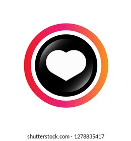 heart icon and glossy round button