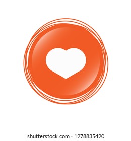heart icon and glossy round button