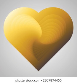 The heart icon is gradient yellow on a gray background. Vector illustration of a geometric yellow heart.