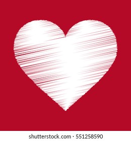 heart icon. Grunge texture shape sign, isolated on red background. Symbol romantic, love, passion, wedding. Design element for Valentine day, holiday or greeting, decoration. Vector illustration