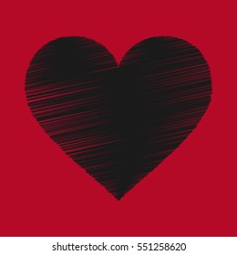heart icon. Grunge texture shape sign, isolated on red background. Symbol romantic, love, passion, wedding. Design element for Valentine day, holiday or greeting, decoration. Vector illustration