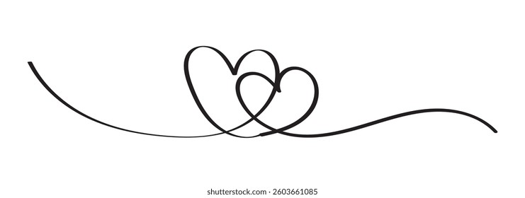 Heart icon hand drawn. Heart continuous line drawing. one line art sketch heart. Symbol love.