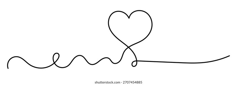 Heart icon hand drawn. Heart continuous line drawing. One line art sketch heart. Symbol love. Vector illustration. EPS 10