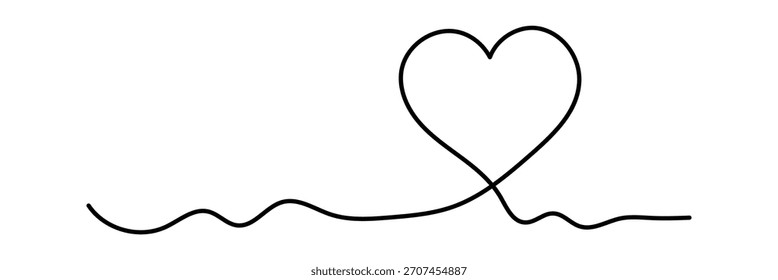 Heart icon hand drawn. Heart continuous line drawing. One line art sketch heart. Symbol love. Vector illustration. EPS 10