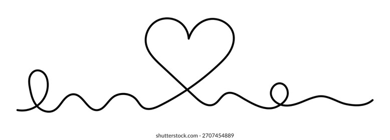 Ícone de coração desenhado à mão. Desenho de linha contínua do coração. Uma linha arte esboço coração. Amor de símbolo. Ilustração vetorial. EPS 10