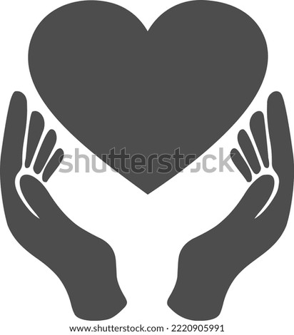 heart icon and hand icon save symbol.Pray for Ukraine