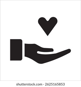 heart icon in hand, vector illustration. on white background