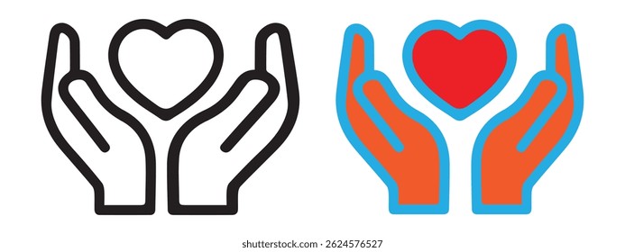 Heart icon hands holding vector illustration. Eps 10