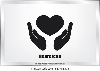 Heart icon in the hands vector.