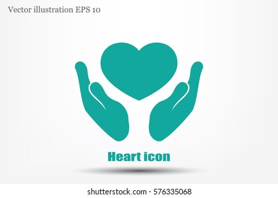 Heart icon in the hands vector 