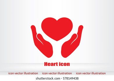 Heart icon in the hands vector 