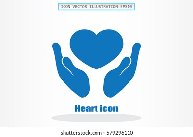 Heart icon in the hands vector.