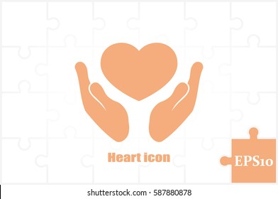 Heart icon in the hands vector.