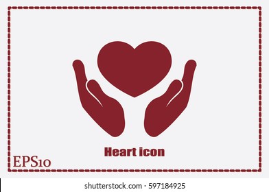 Heart icon in the hands vector.