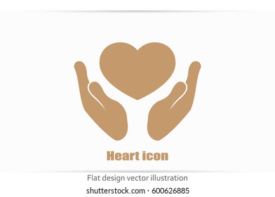 Heart icon in the hands vector.
