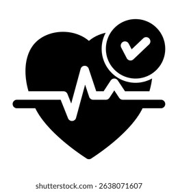 Heart icon with a heartbeat line and check mark indicating health verification and successful checkup perfect for health and wellness themes.