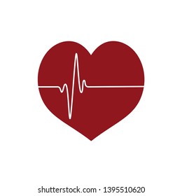 heart icon with heartbeating line white background vector